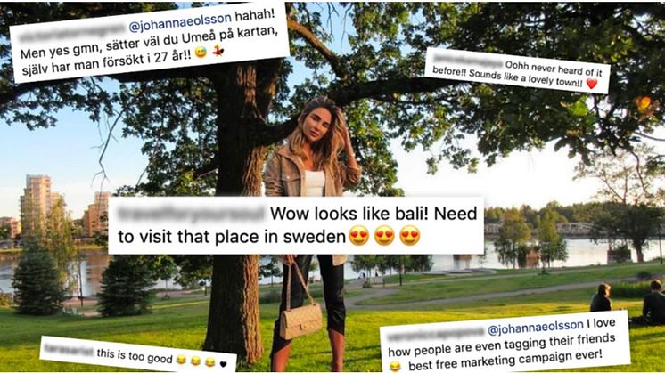 Johanna E Olssons över 500 000 följare kunde se henne “besöka” Umeå.