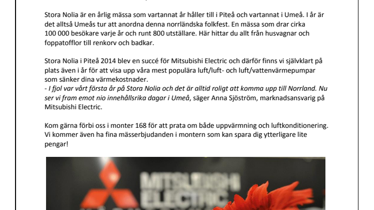 Hälsa på Mitsubishi Electric på Stora Nolia i Umeå!