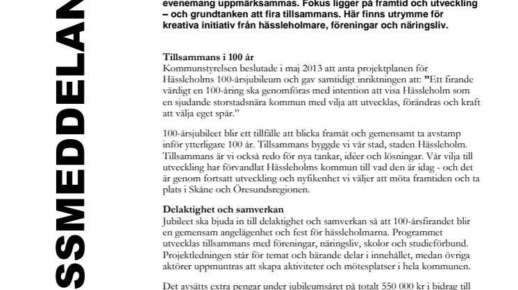 100 år i Hässleholm - vi firar tillsammans!