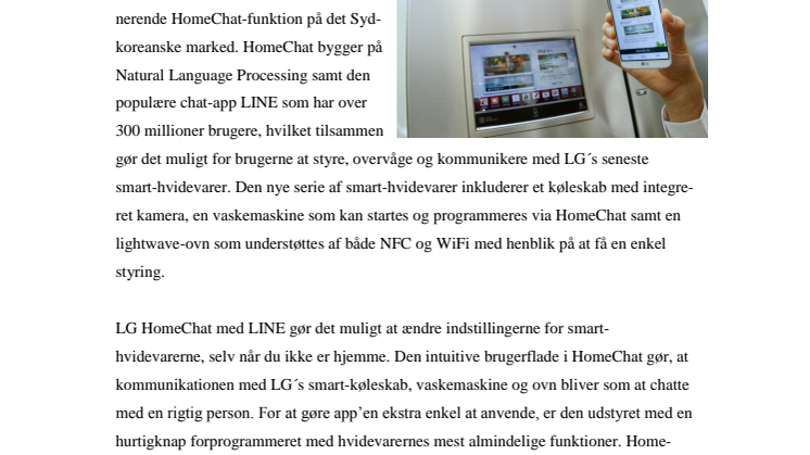 LG LANCERER SMART-HVIDEVARER MED CHAT-FUNKTION