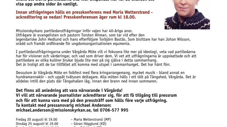 Tillfälle träffa Maria Wetterstrand