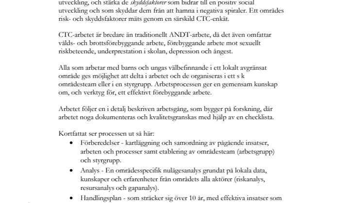 Långsiktigt, strukturerat arbetssätt för förbättrade uppväxtvillkor för Malmös unga - med start i fem områden