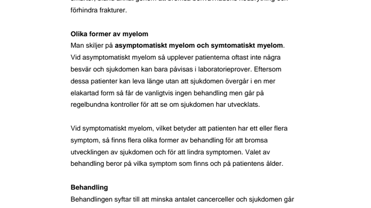 Fakta om myelom – behandling, studier och forskning