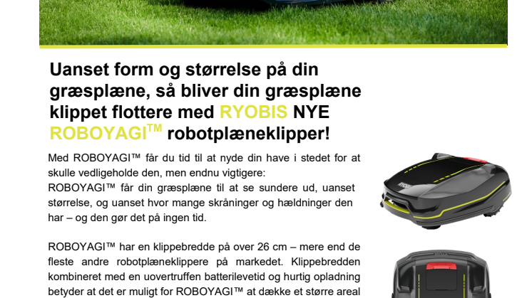  ROBOYAGI™ - Robotplæneklipperen til enhver have
