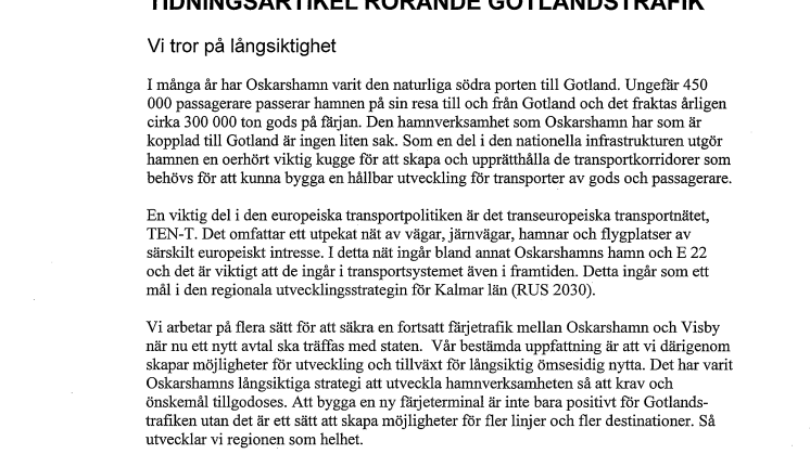 Oskarshamn är den naturliga södra porten till Gotland