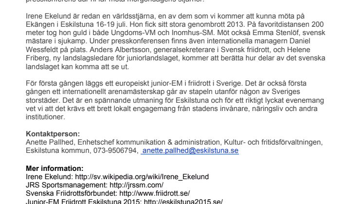 ​Pressinbjudan - Kom och möt Irene Ekelund – en av sommarens stjärnor!
