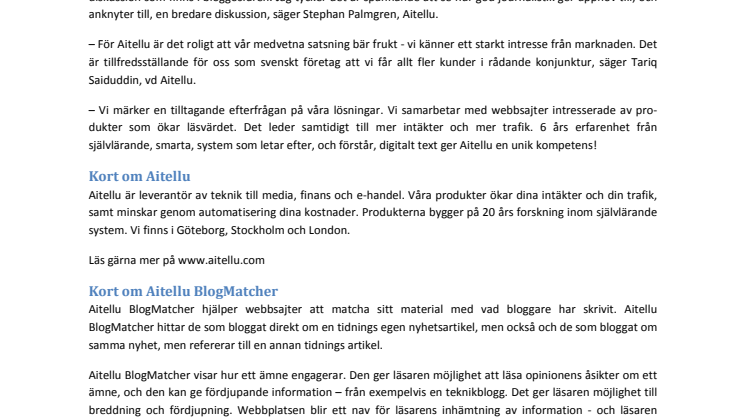 Expressen lanserar Aitellu BlogMatcher