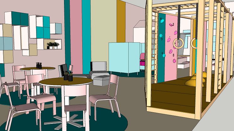 White och Lekolar visar hur det med smart inredning går att utnyttja alla slags ytor i skolan. (Illustration, White.)