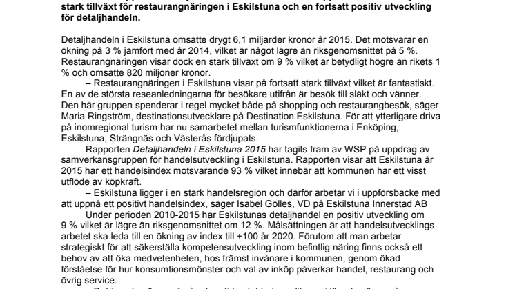 ​Stark tillväxt för restaurangnäringen i Eskilstuna