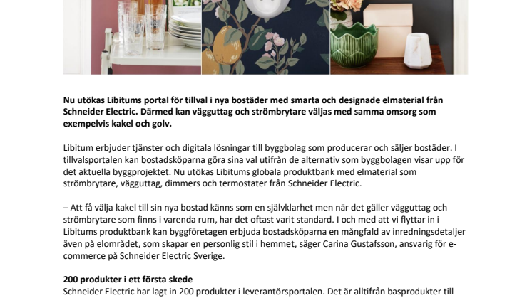 Schneider Electric flyttar in i Libitums tillvalsportal för nya bostäder