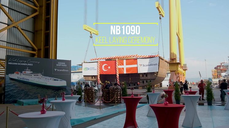 Keel laying ceremony of the Scandlines zero direct emission ferry, PR24, at Cemre Shipyard, Turkey