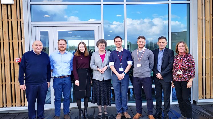 L-R: John Macgowan, Alasdair O’Doherty, Jessica Eagelton, Lisa Wilkins, Simon Nichols, Paul Stern, Prof. Des Breen, Jo Adams.