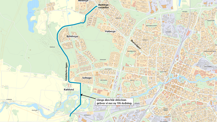 Ny VA-ledning från Karlslund till Mellringerondellen