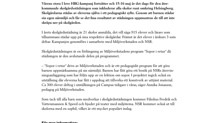 I love Hbg - skolgårdsstädning