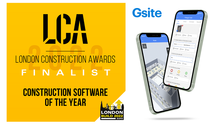 Gsite nominerad till "Årets Byggprogramvara" på London Construction Awards