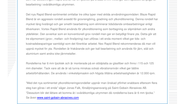 Nya ytkonditioneringsrondeller för vinkelslipar