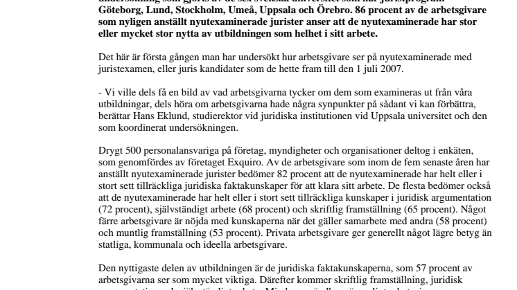 Arbetsgivarna är nöjda med landets juristutbildningar