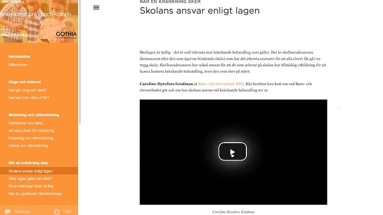 Film om webbkursen Hantera kränkningar och mobbning på nätet