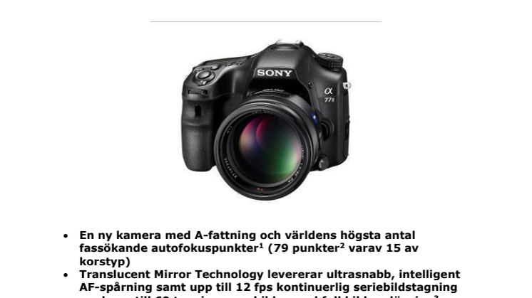 Alltid i fokus med a77 II
