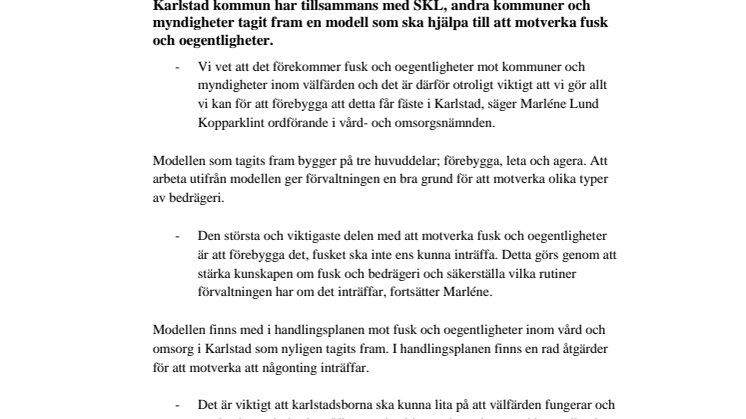 Modell för att motverka fusk och oegentligheter