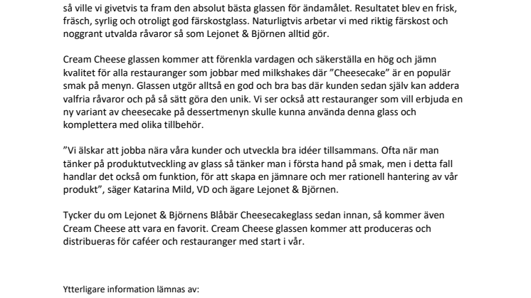 Lejonet & Björnen lanserar en ny smak för restaurang