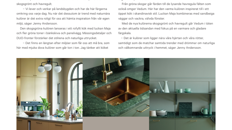 Vedums nya kök sätter färg på hösten – inspirerade av gröna skogar och havregula fält