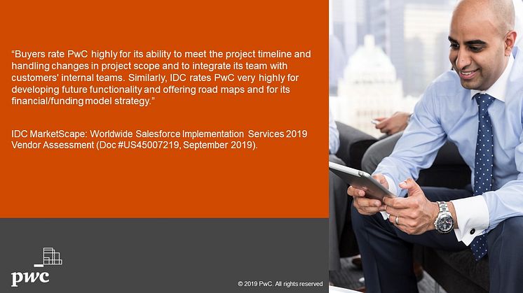 PwC named a Leader in the IDC MarketScape: Worldwide Salesforce Implementation Services 2019