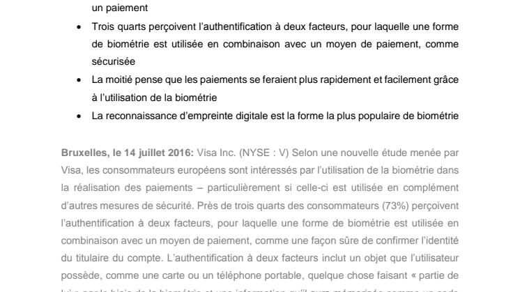 Les consommateurs européens sont prêts à utiliser la biométrie pour sécuriser leurs paiements