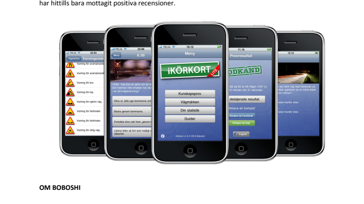 Boboshi släpper gratisapplikationen iKörkort Lite till iPhone och iPod Touch