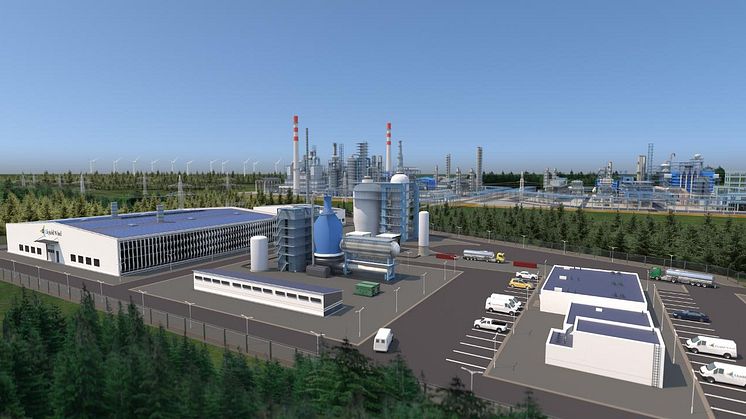 Liquid Wind har planer att i Örnsköldsvik uppföra en anläggning för produktion av eMetanol, ett bränsle där primärenergin kommer från förnybar el. Bild: Liquid Wind