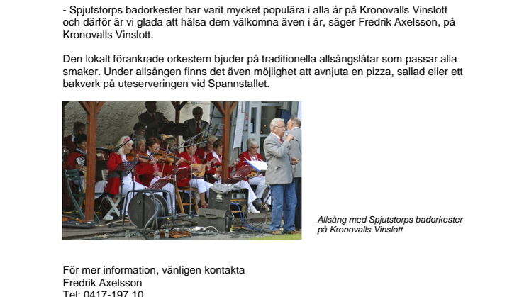 Spjutstorps badorkester tillbaka på Kronovall