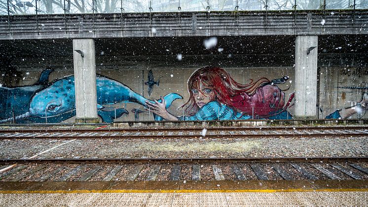 Hera for Nuart at the Stavanger Train Station, one of the new murals just launched! Photo: Brian Tallman Photograpy for Nuart @bktallman