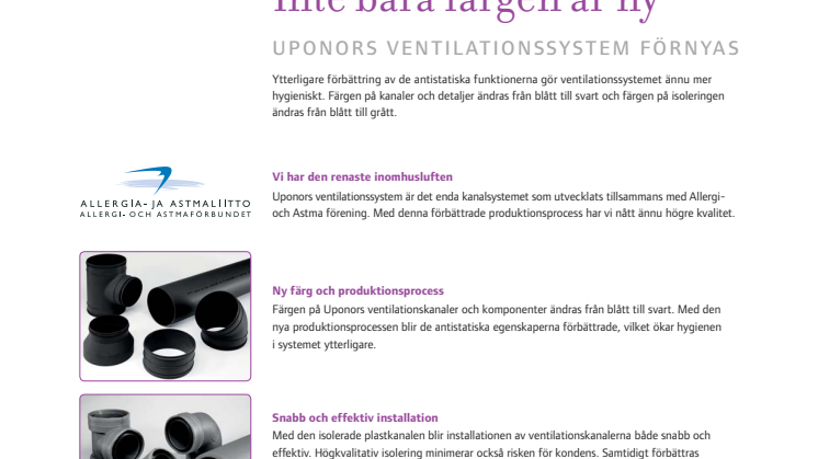Inte bara färgen är ny - Uponors Ventilationssystem förnyas