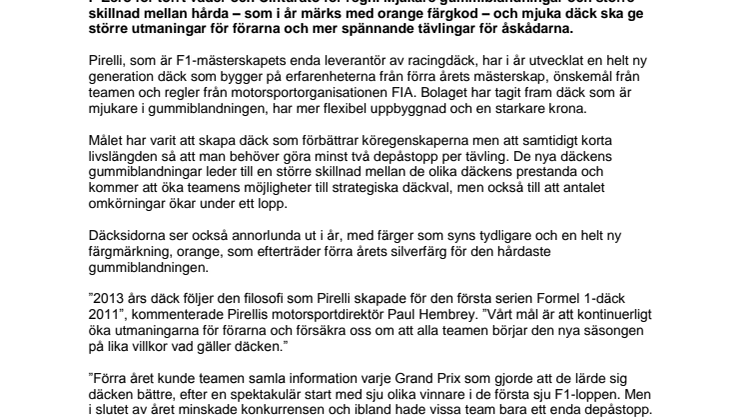 Pirelli ökar spänningen med nya F1-däck