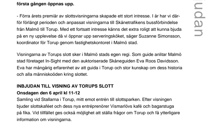 Torups slott visar ny kulturhistorisk skatt - pressinbjudan