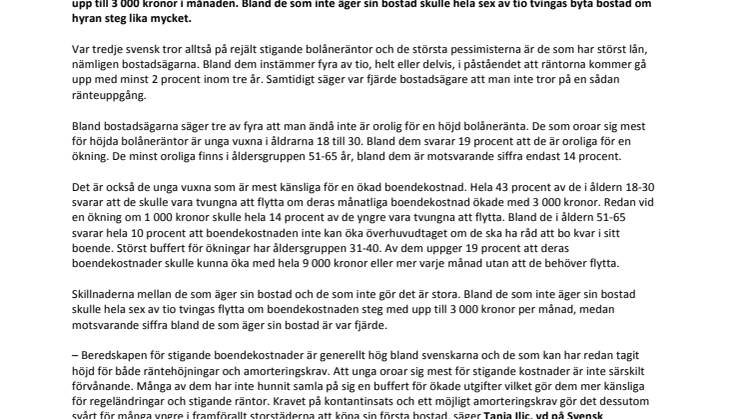 Svenskarna tror på rejält stigande bolåneräntor