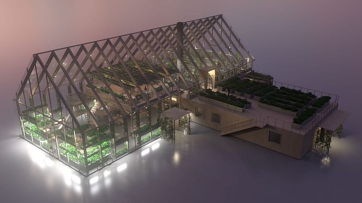 Strax utanför Trelleborg i det lilla samhället Skegrie är någonting stort på gång. Bild: Greenhouse Living/Tailor Made arkitekter AB