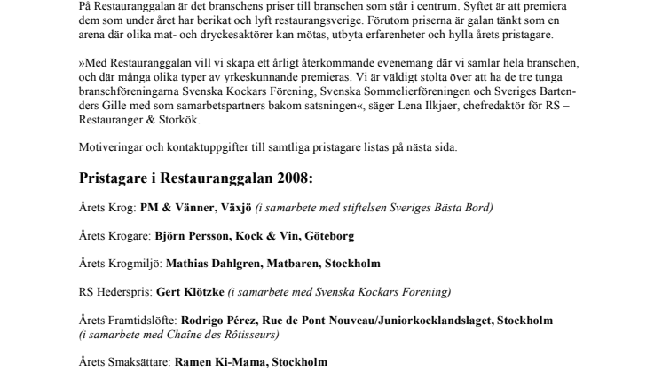 Sveriges bästa restauranger korade på Restauranggalan
