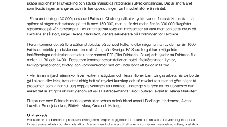 Norrköpingbor deltar i rekordfika för att sätta fokus på Fairtrade