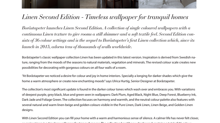 Linen Second Edition - Timeless wallpaper for tranquil homes