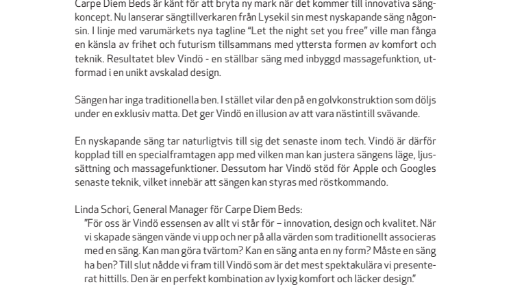 Carpe Diem Beds lanserar en svävande säng med en touch of tech  