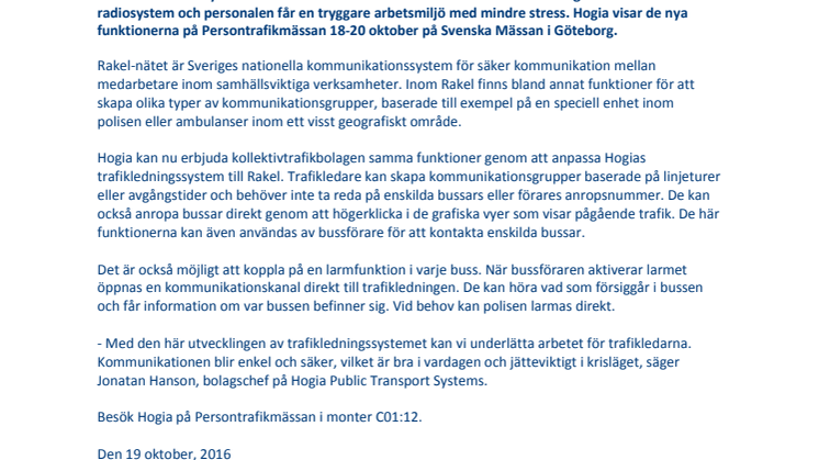 Hogia kopplar Rakel till kollektivtrafiken