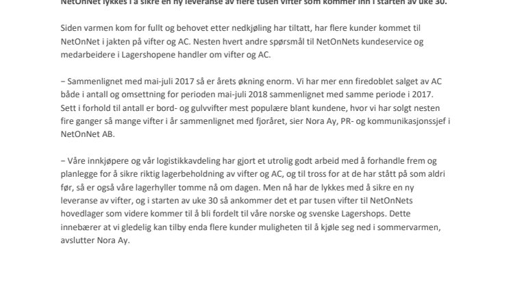 Nye muligheter å kjøle seg ned på hos NetOnNet