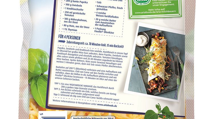 Finello Ofenkäse Rückseite