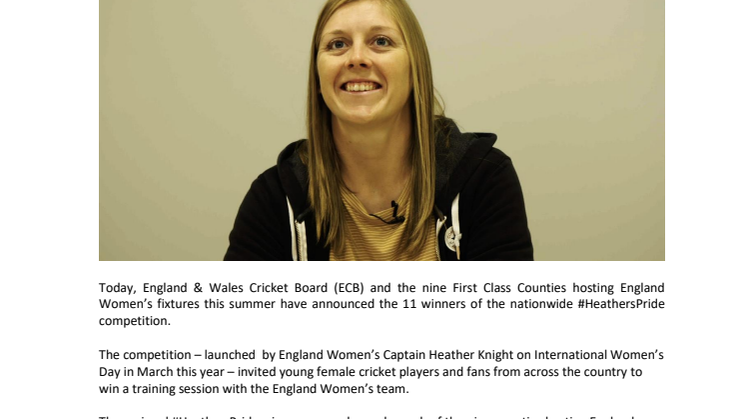ECB and Counties reveal winners of #HeathersPride competition
