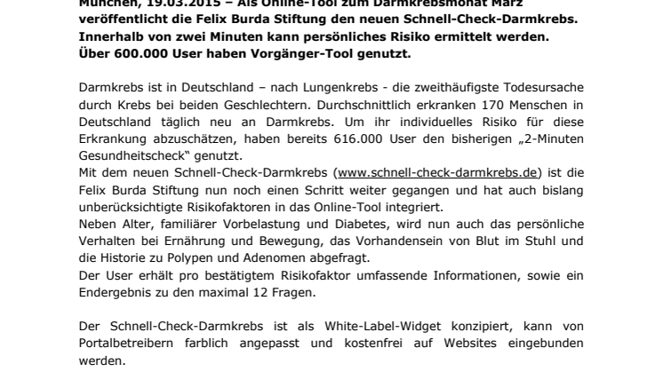 Schnell-Check-Darmkrebs. Neuer Online-Test zeigt Risiko in zwei Minuten