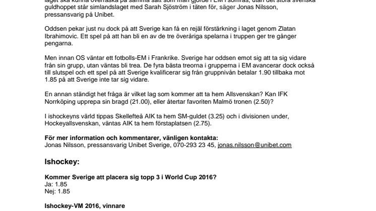 Det här händer i sportens värld 2016