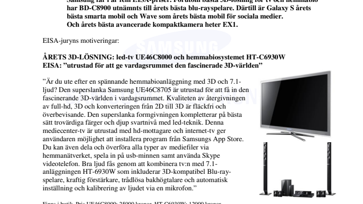 Årets bästa 3D-lösning från Samsung