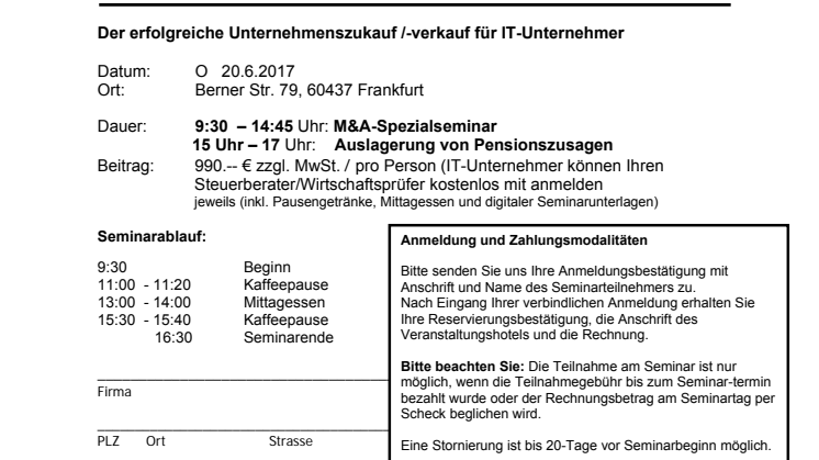 Agenda und Anmeldung: