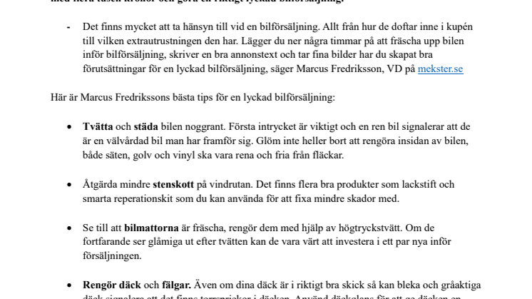 Så höjer du värdet på bilen inför försäljning
